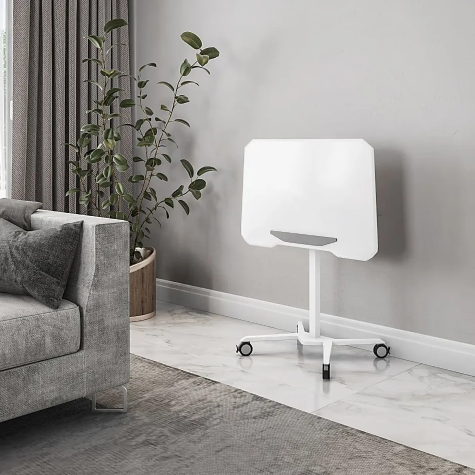 Techni Mobili 28”W Sit-to-Stand Mobile Adjustable Height Laptop Standing Desk, White, Total Qty 1
