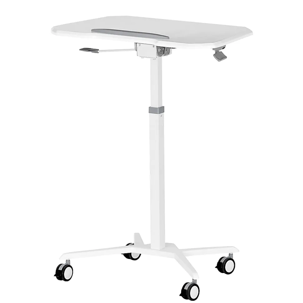 Techni Mobili 28”W Sit-to-Stand Mobile Adjustable Height Laptop Standing Desk, White, Total Qty 1