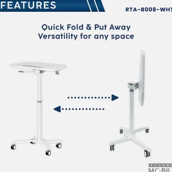 Techni Mobili 28”W Sit-to-Stand Mobile Adjustable Height Laptop Standing Desk, White, Total Qty 1