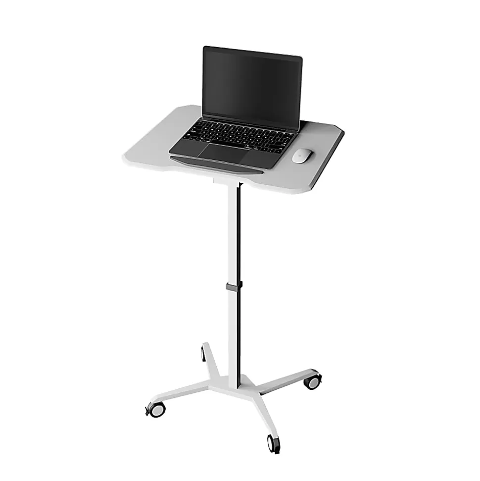 Techni Mobili 28”W Sit-to-Stand Mobile Adjustable Height Laptop Standing Desk, White, Total Qty 1