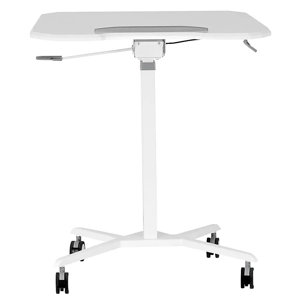 Techni Mobili 28”W Sit-to-Stand Mobile Adjustable Height Laptop Standing Desk, White, Total Qty 1