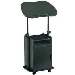 Techni Mobili 24”W Sit-to-Stand Rolling Adjustable Height Laptop Cart Standing Desk With Storage, Black, Total Qty 1