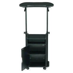 Techni Mobili 24”W Sit-to-Stand Rolling Adjustable Height Laptop Cart Standing Desk With Storage, Black, Total Qty 1