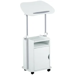 Techni Mobili 24”W Sit-to-Stand Rolling Adjustable Height Laptop Cart Standing Desk With Storage, White, Total Qty 1