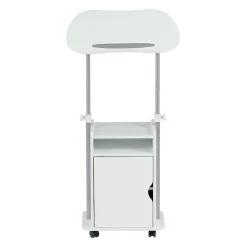 Techni Mobili 24”W Sit-to-Stand Rolling Adjustable Height Laptop Cart Standing Desk With Storage, White, Total Qty 1