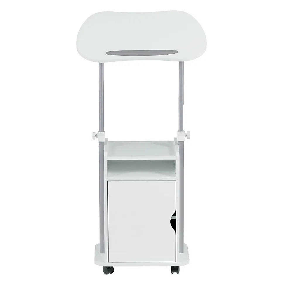 Techni Mobili 24”W Sit-to-Stand Rolling Adjustable Height Laptop Cart Standing Desk With Storage, White, Total Qty 1