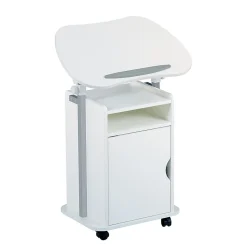Techni Mobili 24”W Sit-to-Stand Rolling Adjustable Height Laptop Cart Standing Desk With Storage, White, Total Qty 1