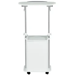 Techni Mobili 24”W Sit-to-Stand Rolling Adjustable Height Laptop Cart Standing Desk With Storage, White, Total Qty 1
