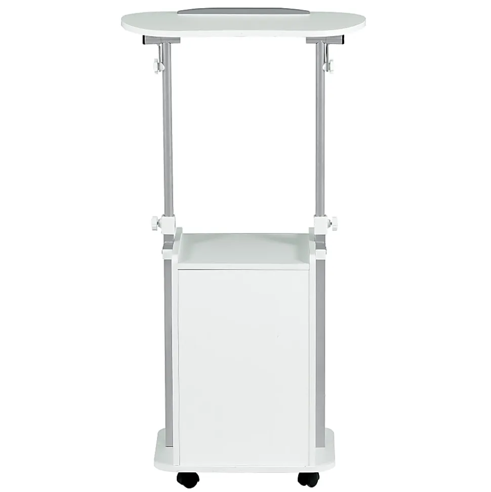 Techni Mobili 24”W Sit-to-Stand Rolling Adjustable Height Laptop Cart Standing Desk With Storage, White, Total Qty 1