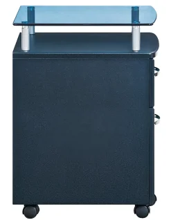 Techni Mobili 15-3/4”W x 17-1/2”D Lateral 2-Drawer Mobile Locking Glass Top File Cabinet, Graphite Black