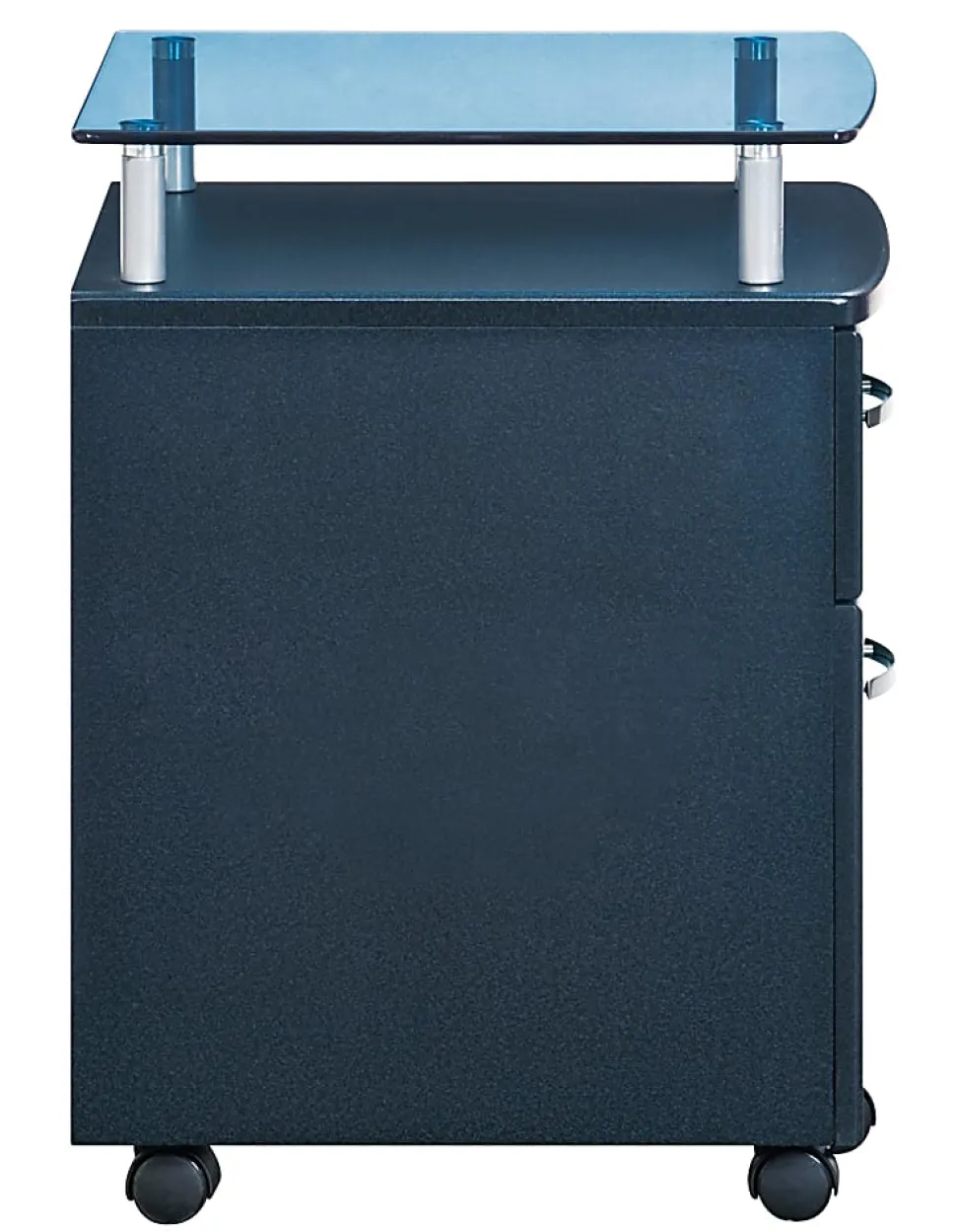 Techni Mobili 15-3/4”W x 17-1/2”D Lateral 2-Drawer Mobile Locking Glass Top File Cabinet, Graphite Black