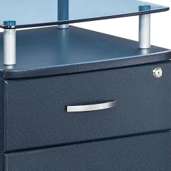 Techni Mobili 15-3/4”W x 17-1/2”D Lateral 2-Drawer Mobile Locking Glass Top File Cabinet, Graphite Black