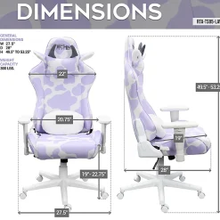 Techni Sport Cow Series Ergonomic Fabric Computer Gaming Chair, Lavender
