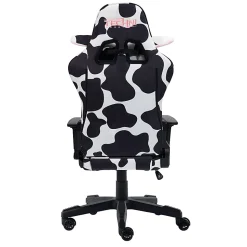 Techni Sport Cow Series Ergonomic Fabric Computer Gaming Chair, White/Black