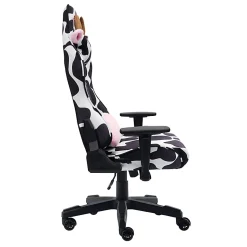 Techni Sport Cow Series Ergonomic Fabric Computer Gaming Chair, White/Black