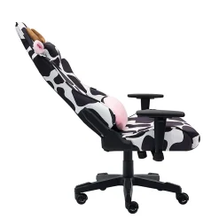 Techni Sport Cow Series Ergonomic Fabric Computer Gaming Chair, White/Black