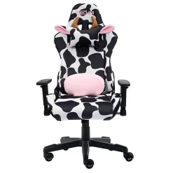 Techni Sport Cow Series Ergonomic Fabric Computer Gaming Chair, White/Black