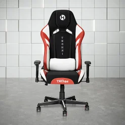 Techni Sport Echo 2.0 Ergonomic Fabric Computer Gaming Chair, Red/Black