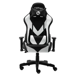 Techni Sport Ergonomic Faux Leather Computer Gaming Chair, White/Black