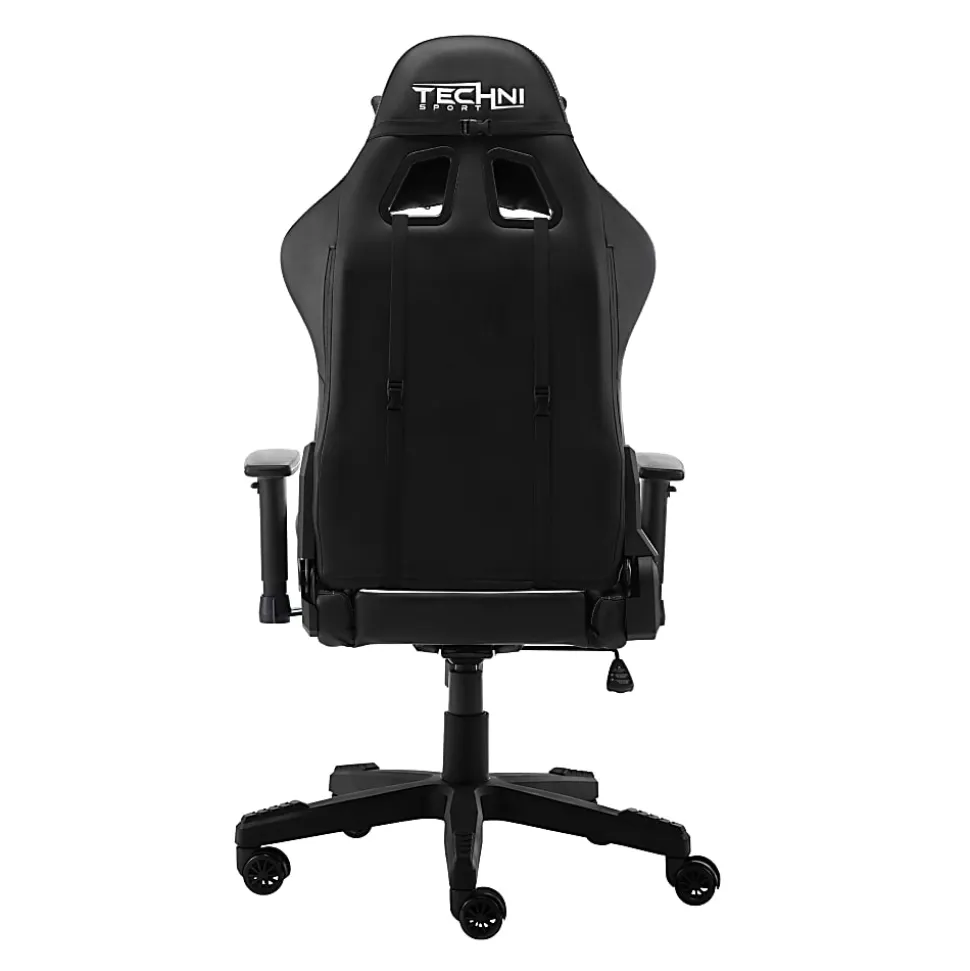Techni Sport Ergonomic Faux Leather Computer Gaming Chair, White/Black
