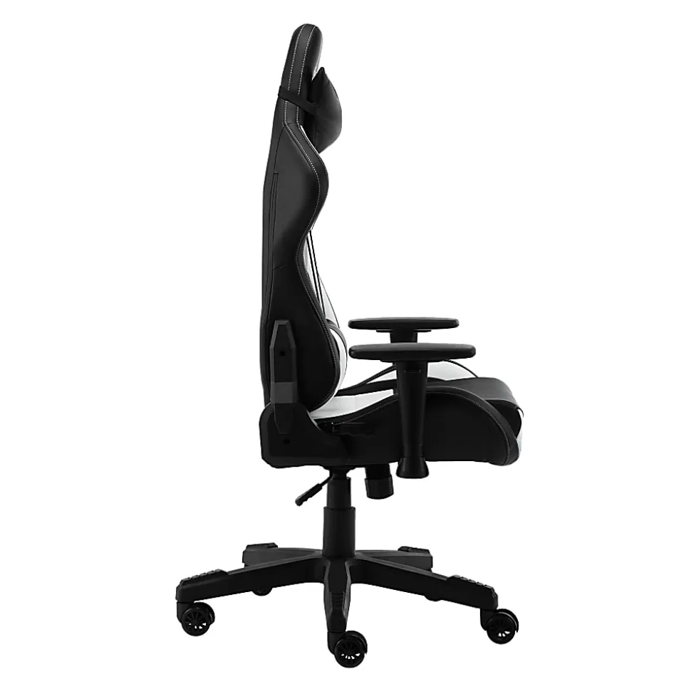 Techni Sport Ergonomic Faux Leather Computer Gaming Chair, White/Black