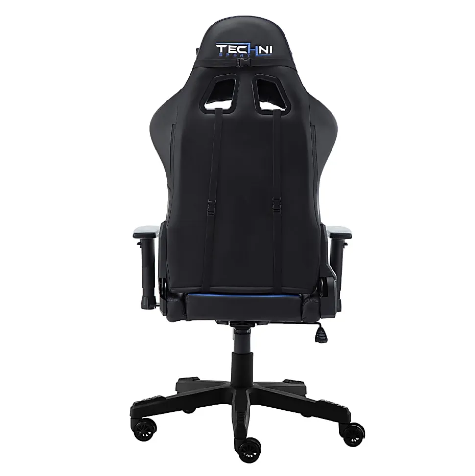 Techni Sport Ergonomic Faux Leather Computer Gaming Chair, Black/Blue