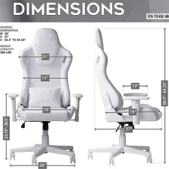 Techni Sport Ergonomic Velvet Computer Gaming Chair, White