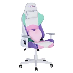 Techni Sport Kawaii Ergonomic Faux Leather Computer Gaming Chair, Multicolor