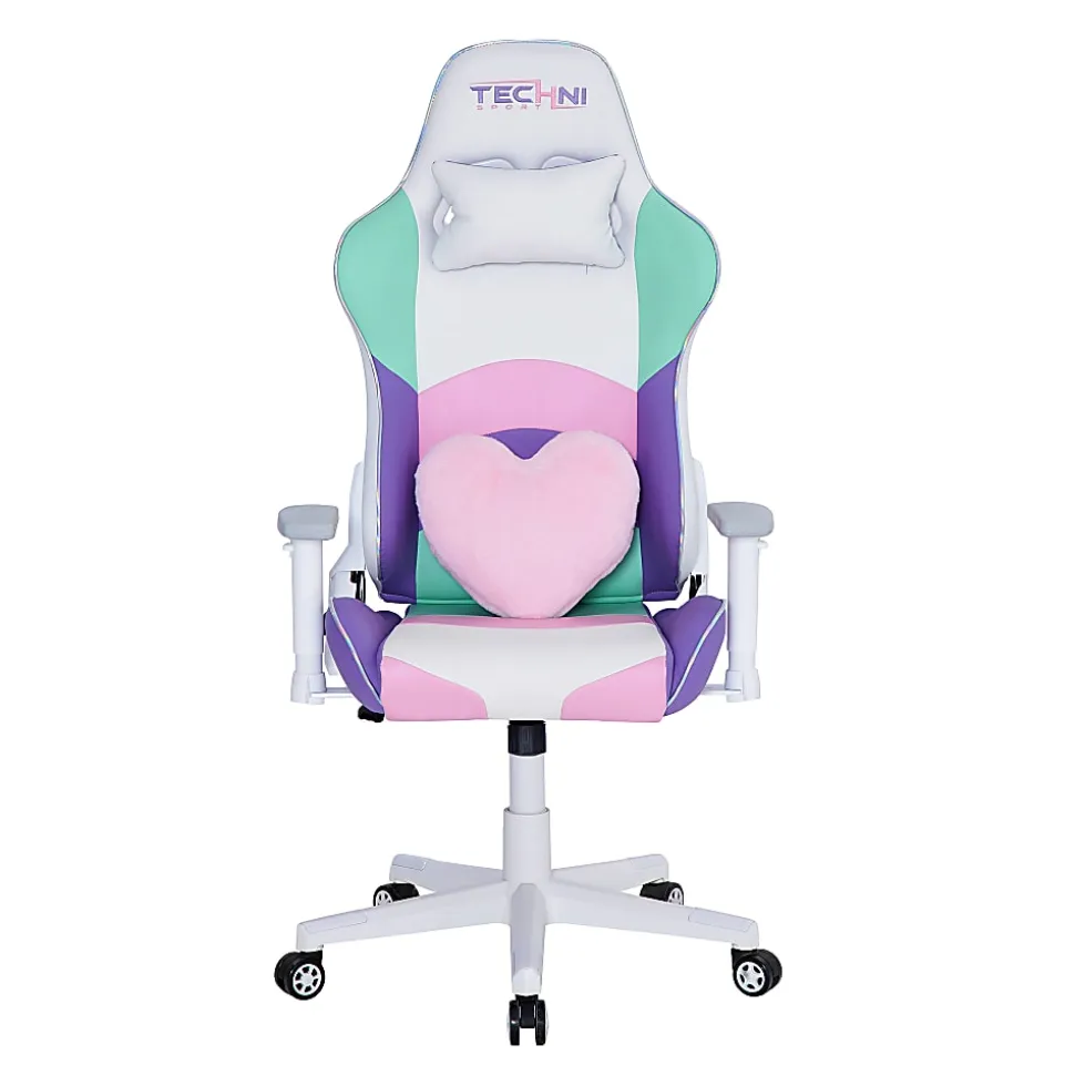 Techni Sport Kawaii Ergonomic Faux Leather Computer Gaming Chair, Multicolor