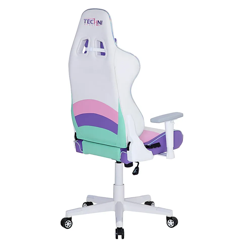 Techni Sport Kawaii Ergonomic Faux Leather Computer Gaming Chair, Multicolor