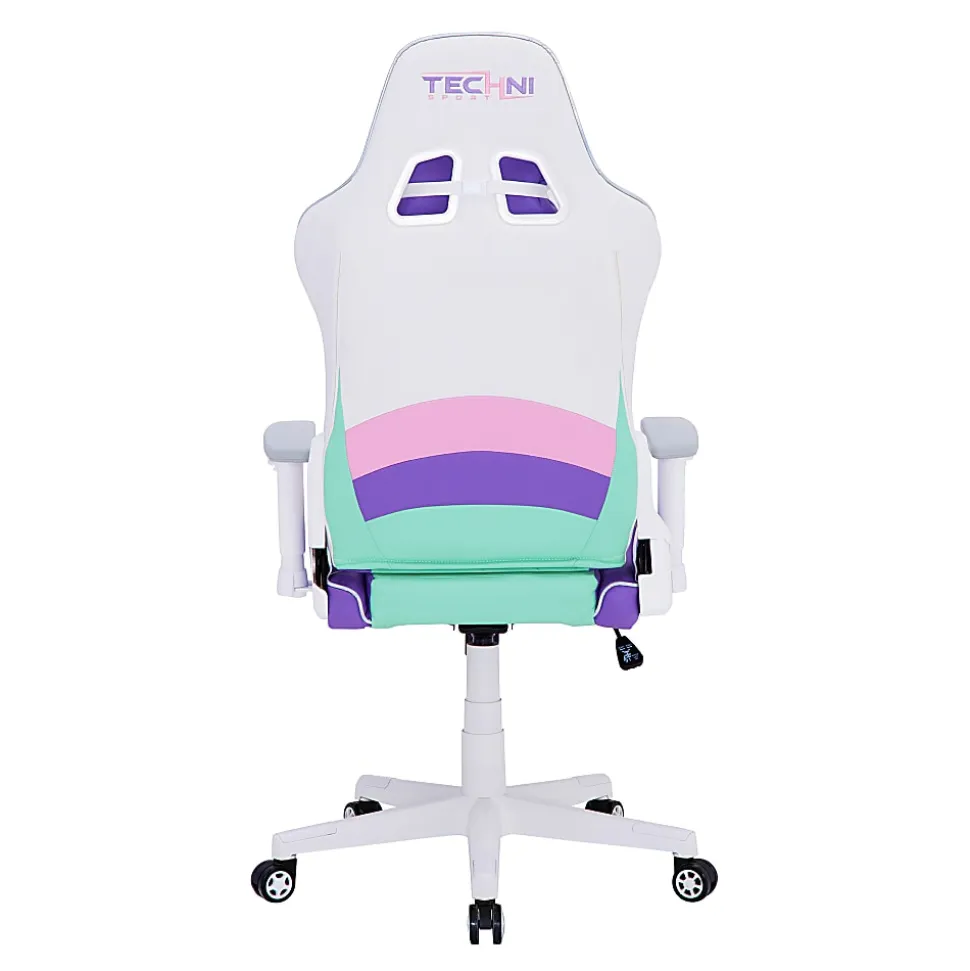 Techni Sport Kawaii Ergonomic Faux Leather Computer Gaming Chair, Multicolor