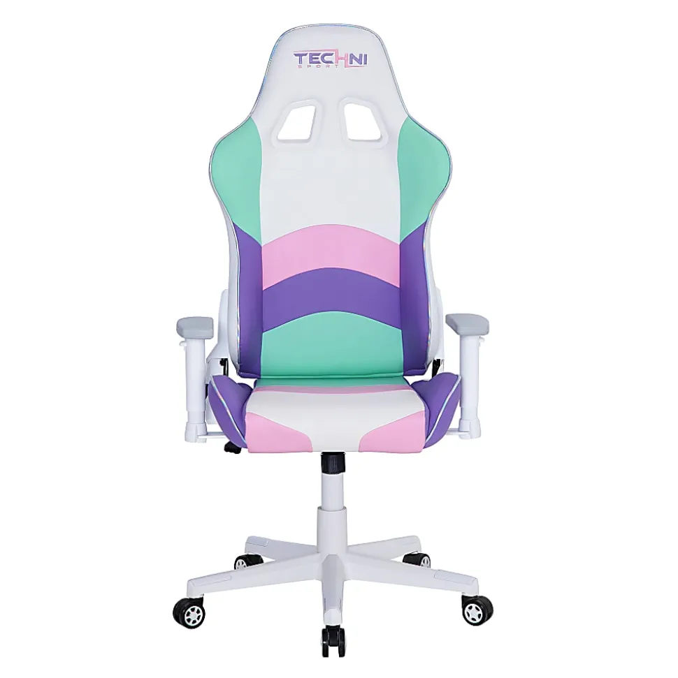 Techni Sport Kawaii Ergonomic Faux Leather Computer Gaming Chair, Multicolor