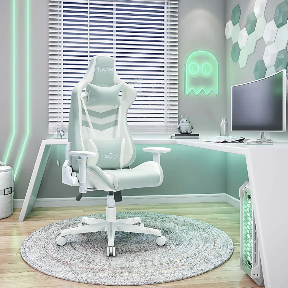 Techni Sport Pastel Series Ergonomic Faux Leather Computer Gaming Chair, Mint Green