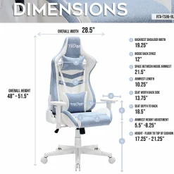 Techni Sport Pastel Series Ergonomic Faux Leather Computer Gaming Chair, Blue