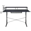 Techni Sport 48"W Carbon Gaming Computer Desk With Shelving, Black