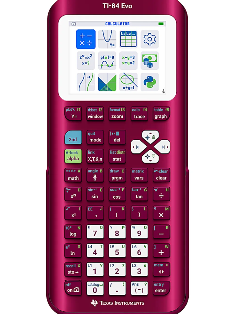 Texas Instruments TI-84 Evo Graphing Calculator, Raspberry Metallic, Total Qty 1