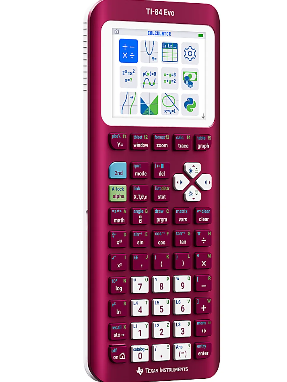 Texas Instruments TI-84 Evo Graphing Calculator, Raspberry Metallic, Total Qty 1
