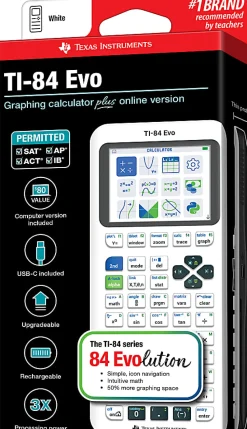 Texas Instruments TI-84 Evo Graphing Calculator, White, Total Qty 1