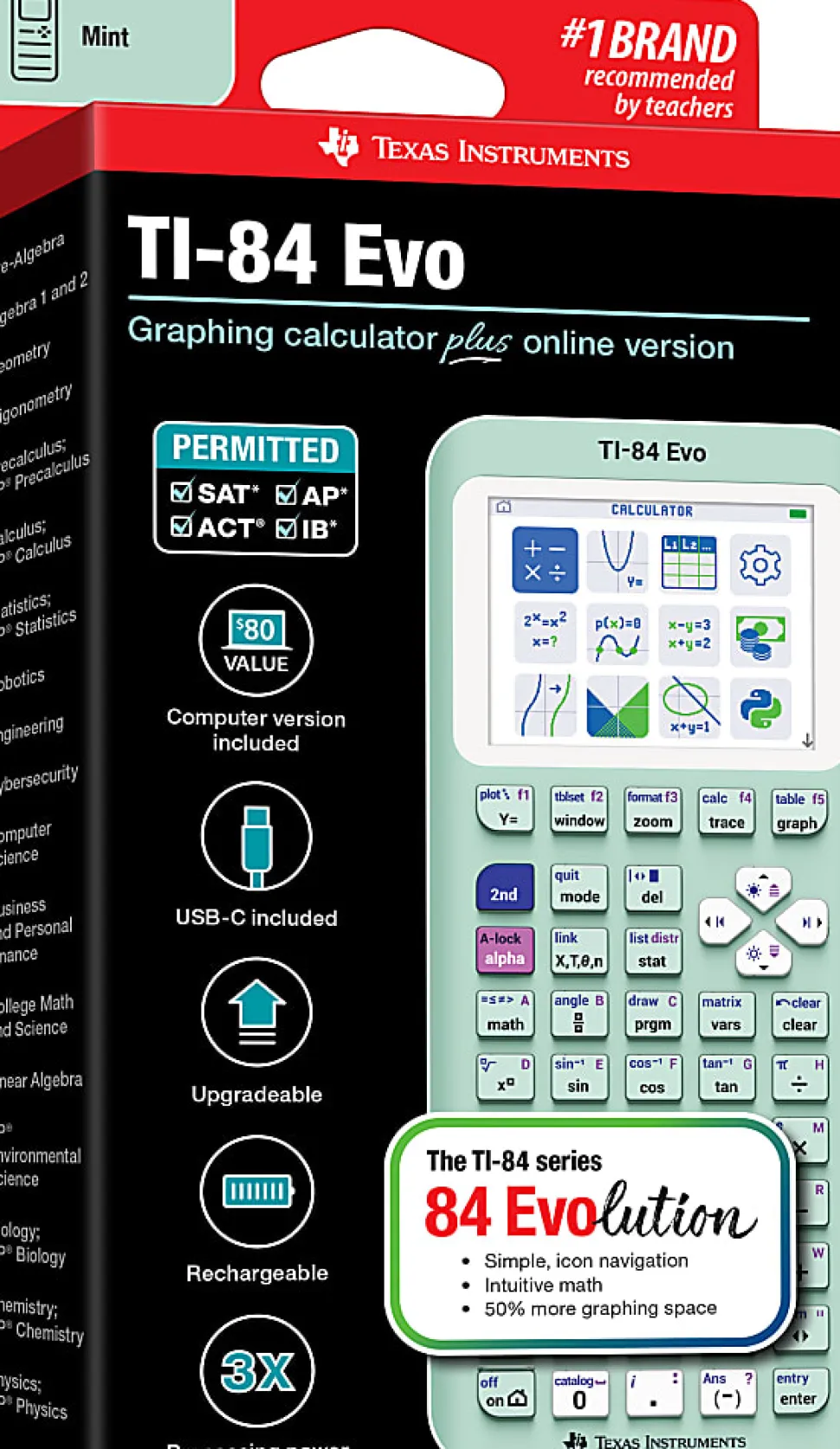 Texas Instruments TI-84 Evo Graphing Calculator, Mint, Total Qty 1