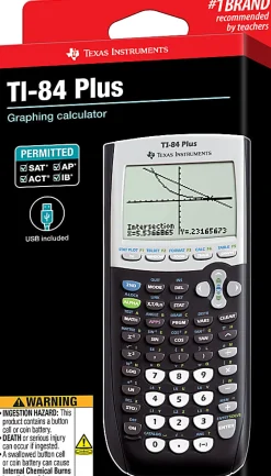 Texas Instruments® TI-84 Plus Graphing Calculator, Black/Silver/White