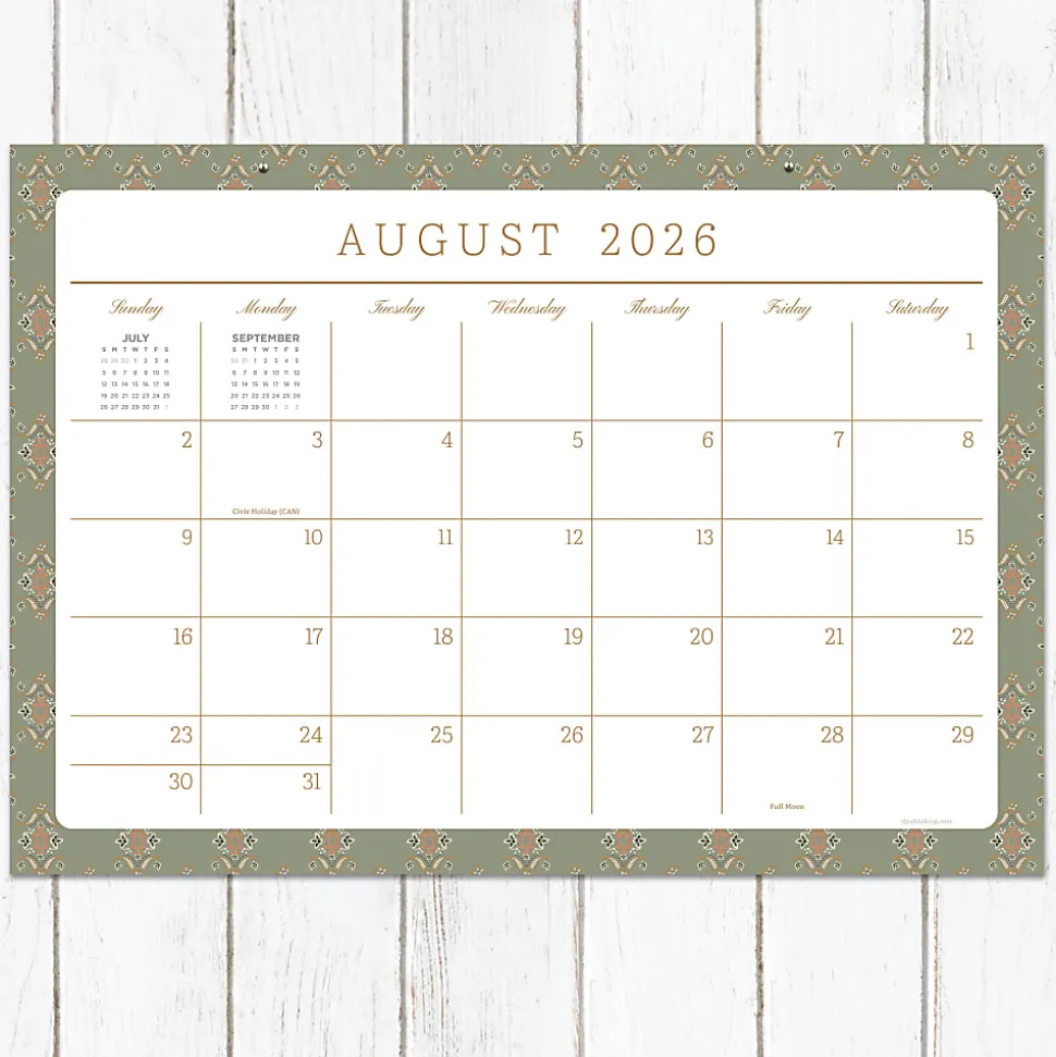 2026-2027, TF Publishing Artisan Legacy Medium Desk Pad Monthly Blotter Calendar, 17" x 12", July 2026 to June 2027