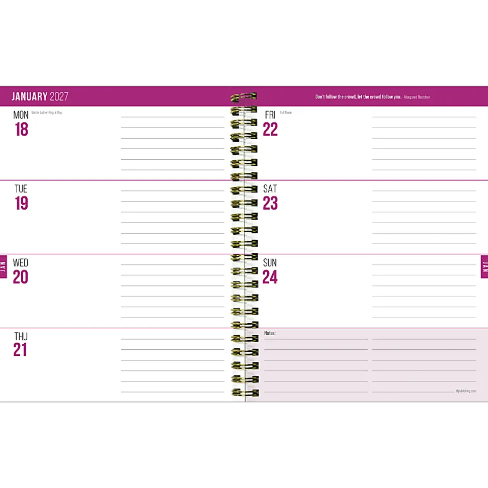 2026-2027, TF Publishing Buds & Blooms Medium Weekly Monthly Planner, 8" x 6.5", July 2026 to June 2027