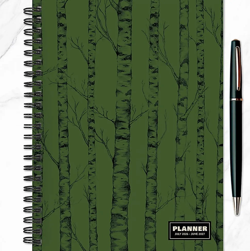2026-2027, TF Publishing Green Forest Medium Weekly Monthly Planner, 8" x 6.5", July 2026 to June 2027