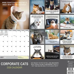 2026 TF Publishing Humor Monthly Wall Calendar, 12” x 12”, Corporate Cats, January To December