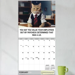 2026 TF Publishing Humor Monthly Wall Calendar, 12” x 12”, Corporate Cats, January To December
