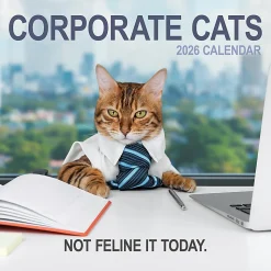 2026 TF Publishing Humor Monthly Wall Calendar, 12” x 12”, Corporate Cats, January To December