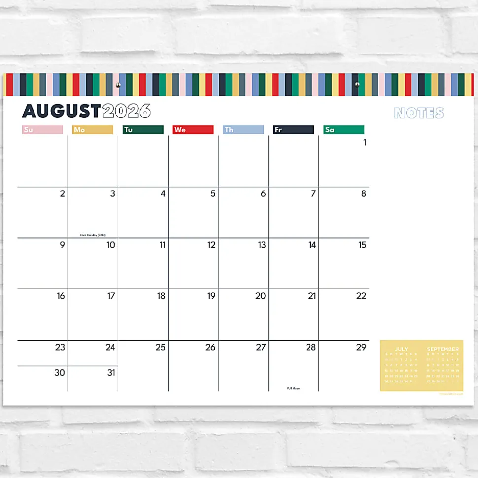 2026-2027, TF Publishing Long Weekend Medium Desk Pad Monthly Blotter Calendar, 17" x 12", July 2026 to June 2027