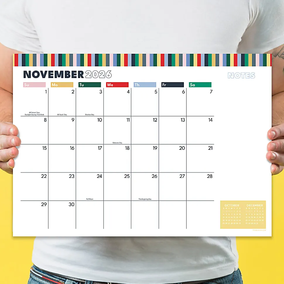 2026-2027, TF Publishing Long Weekend Medium Desk Pad Monthly Blotter Calendar, 17" x 12", July 2026 to June 2027