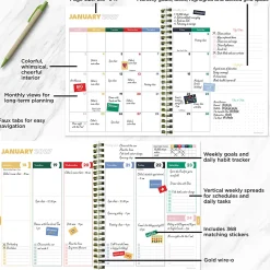 2026-2027, TF Publishing Lovely Lemon Medium Weekly Monthly Planner, 8" x 6.5", July 2026 to June 2027