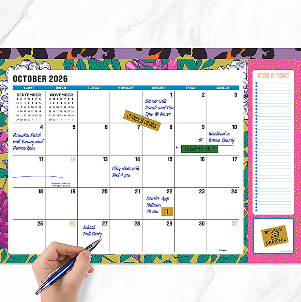2026-2027, TF Publishing Maximal Mirage Medium Desk Pad Monthly Blotter Calendar, 17" x 12", July 2026 to June 2027